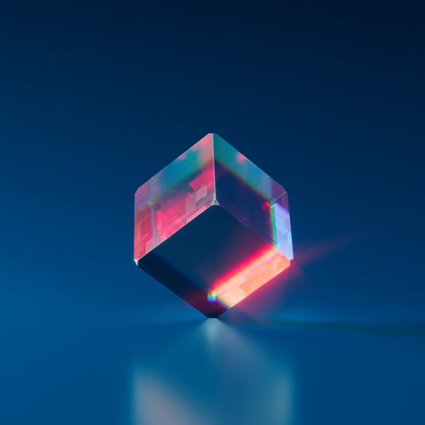 a 3D image of a cube standing on its corner